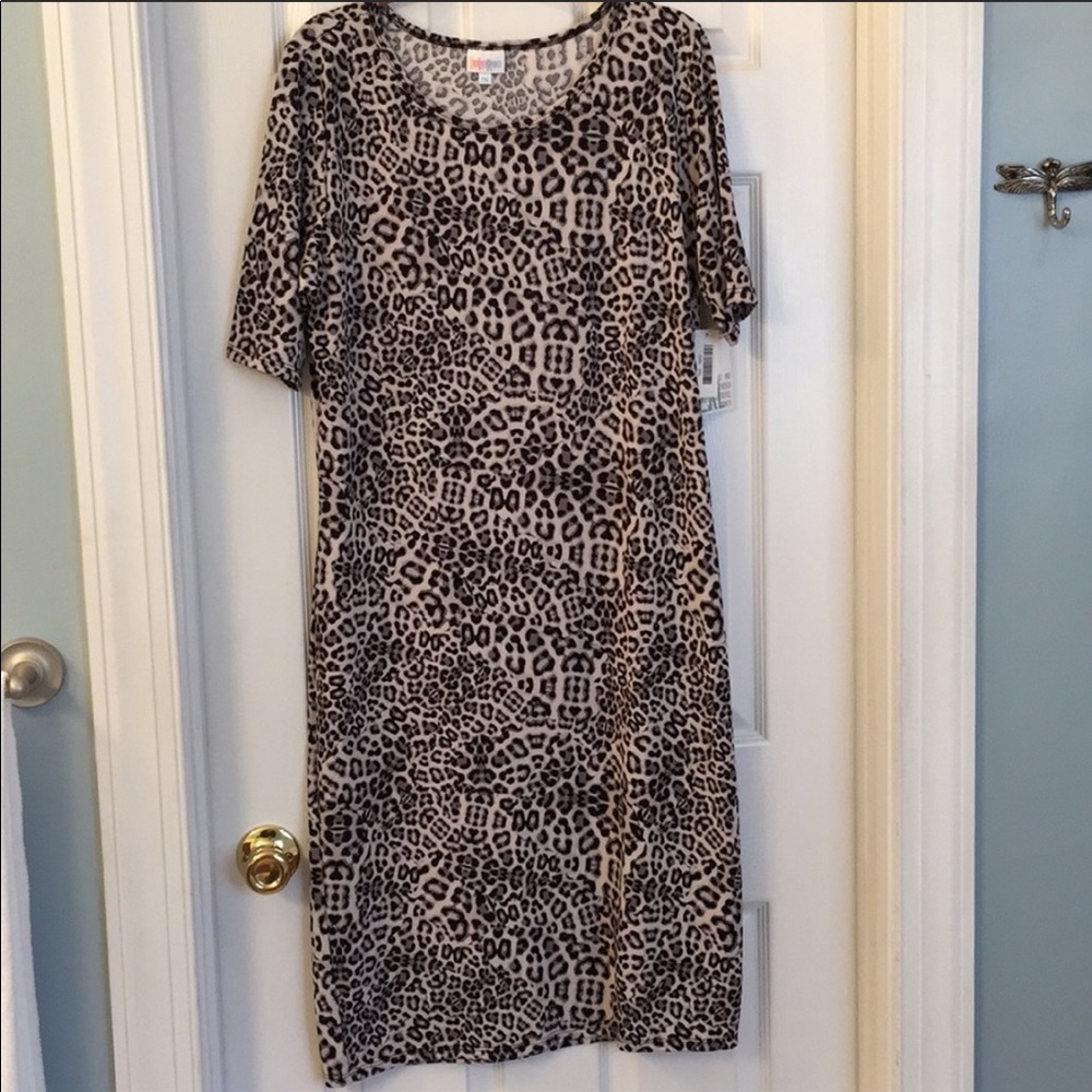 LuLaRoe Julia Dress Black/White Animal Print 2X